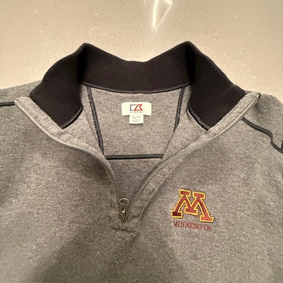 Minnesota Gophers Cutter & Buck Gray Stretch 1/4 Zip Mens Pullover - Picture 5 of 8